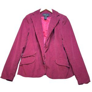 London Jean Women's Corduroy Stretch Blazer Jacket Long Sleeve Size 6 Maroon